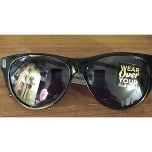 Solar Shield Polarized Fit Over Sunglasses Blk Smk Rut, NWT